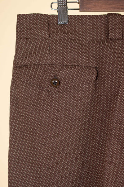 SWEDISH 1940S BROWN STRIPED SINGLE BREASTED SUIT BY ÖRNKLÄDER. SIZE CA EU 46-48