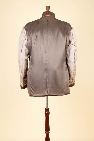 SWEDISH 1940S BROWN STRIPED SINGLE BREASTED SUIT BY ÖRNKLÄDER. SIZE CA EU 46-48