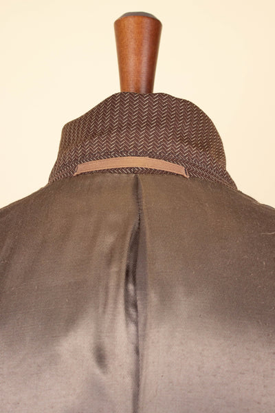 SWEDISH 1940S BROWN STRIPED SINGLE BREASTED SUIT BY ÖRNKLÄDER. SIZE CA EU 46-48