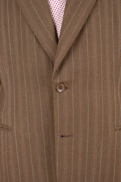 SWEDISH 1940S/1950S BROWN STRIPED TWO PIECE SUIT BY TIGER. SIZE CA EU 48