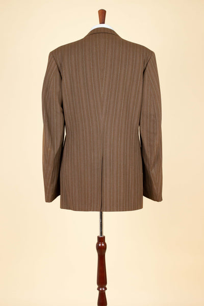 SWEDISH 1940S/1950S BROWN STRIPED TWO PIECE SUIT BY TIGER. SIZE CA EU 48
