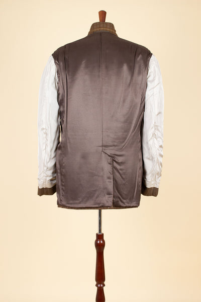 SWEDISH 1940S/1950S BROWN STRIPED TWO PIECE SUIT BY TIGER. SIZE CA EU 48