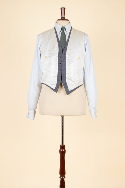 SWEDISH 1955 GREY MÉLANGE THREE PIECE BESPOKE SUIT BY MEA. SIZE CA EU 48