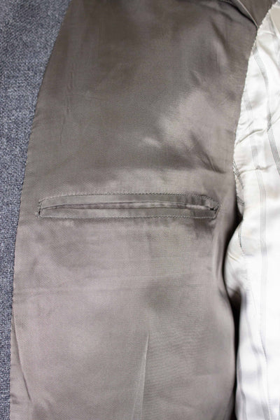 SWEDISH 1955 GREY MÉLANGE THREE PIECE BESPOKE SUIT BY MEA. SIZE CA EU 48