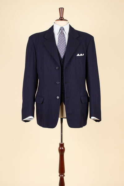 SWEDISH 1946 DARK BLUE THREE PIECE BESPOKE SUIT BY SÖDERSTRÖM & SON. SIZE CA EU 50-52