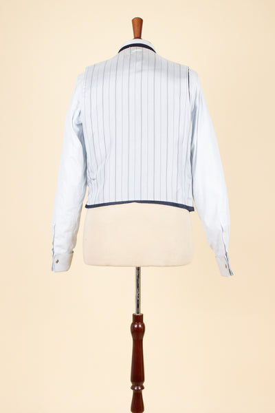 SWEDISH 1940S/1950S NAVY BLUE THREE PIECE DOUBLE BREASTED BESPOKE SUIT BY UNKNOWN MAKER. SIZE CA EU 50