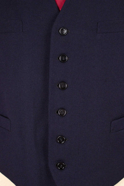 SWEDISH 1940S/1950S NAVY BLUE THREE PIECE DOUBLE BREASTED BESPOKE SUIT BY UNKNOWN MAKER. SIZE CA EU 50