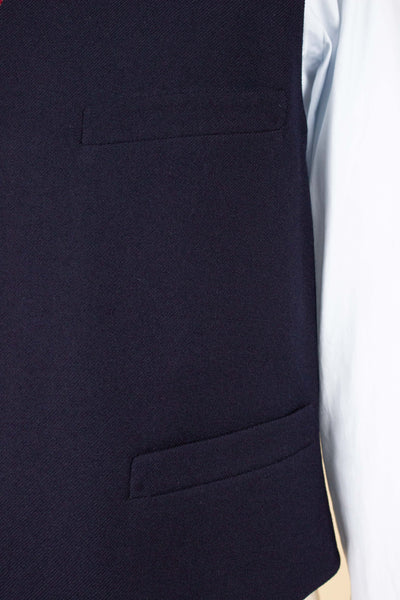 SWEDISH 1940S/1950S NAVY BLUE THREE PIECE DOUBLE BREASTED BESPOKE SUIT BY UNKNOWN MAKER. SIZE CA EU 50