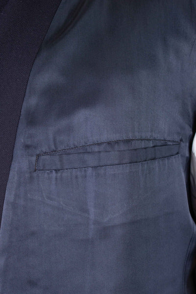 SWEDISH 1940S/1950S NAVY BLUE THREE PIECE DOUBLE BREASTED BESPOKE SUIT BY UNKNOWN MAKER. SIZE CA EU 50