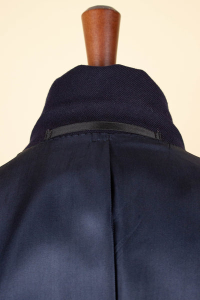 SWEDISH 1940S/1950S NAVY BLUE THREE PIECE DOUBLE BREASTED BESPOKE SUIT BY UNKNOWN MAKER. SIZE CA EU 50