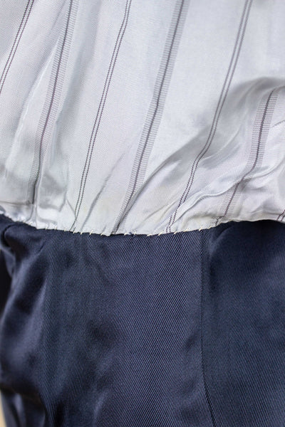 SWEDISH 1940S/1950S NAVY BLUE THREE PIECE DOUBLE BREASTED BESPOKE SUIT BY UNKNOWN MAKER. SIZE CA EU 50