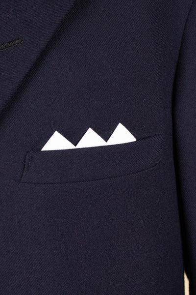 SWEDISH 1940S/1950S NAVY BLUE THREE PIECE DOUBLE BREASTED BESPOKE SUIT BY UNKNOWN MAKER. SIZE CA EU 50