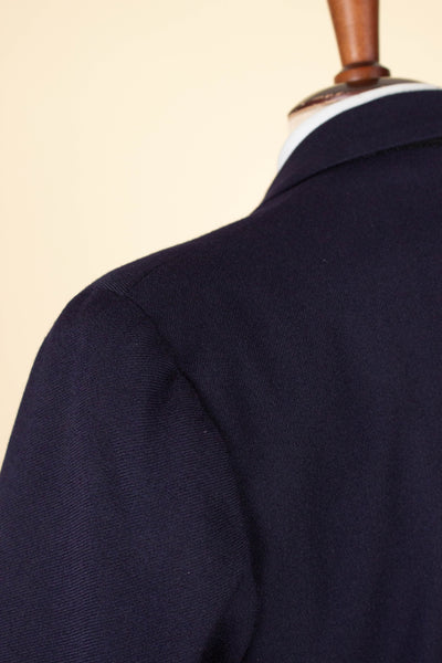 SWEDISH 1940S/1950S NAVY BLUE THREE PIECE DOUBLE BREASTED BESPOKE SUIT BY UNKNOWN MAKER. SIZE CA EU 50