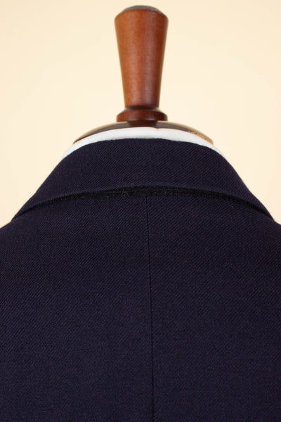 SWEDISH 1940S/1950S NAVY BLUE THREE PIECE DOUBLE BREASTED BESPOKE SUIT BY UNKNOWN MAKER. SIZE CA EU 50