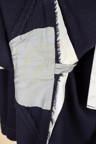SWEDISH 1940S/1950S NAVY BLUE THREE PIECE DOUBLE BREASTED BESPOKE SUIT BY UNKNOWN MAKER. SIZE CA EU 50