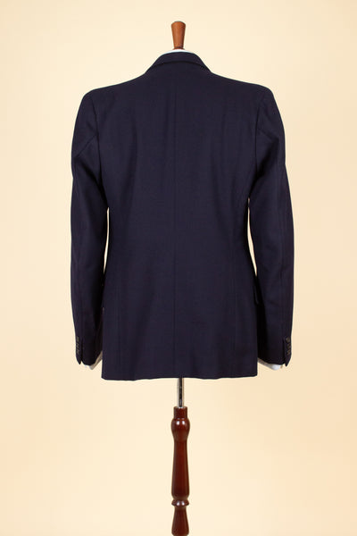 SWEDISH 1940S/1950S NAVY BLUE THREE PIECE DOUBLE BREASTED BESPOKE SUIT BY UNKNOWN MAKER. SIZE CA EU 50