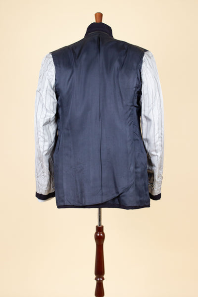 SWEDISH 1940S/1950S NAVY BLUE THREE PIECE DOUBLE BREASTED BESPOKE SUIT BY UNKNOWN MAKER. SIZE CA EU 50