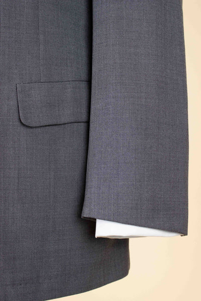 ITALIAN 1950S GREY TWO PIECE SINGLE BREASTED SUIT BY SIMON ACKERMAN. SIZE CA EU 50