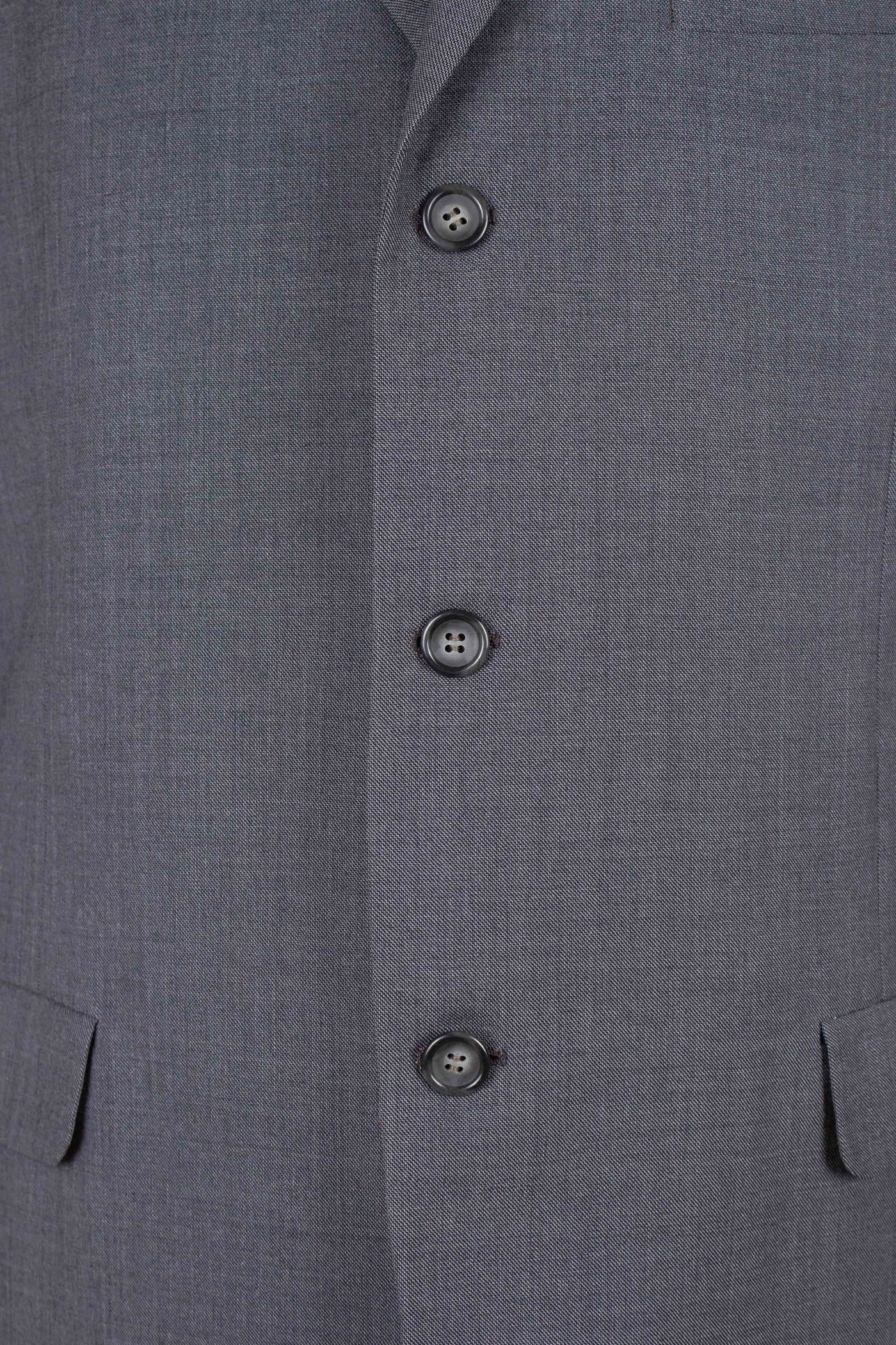 ITALIAN 1950S GREY TWO PIECE SINGLE BREASTED SUIT BY SIMON ACKERMAN. SIZE CA EU 50