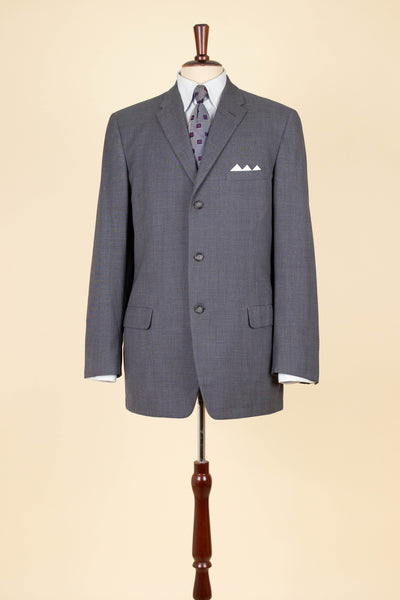 ITALIAN 1950S GREY TWO PIECE SINGLE BREASTED SUIT BY SIMON ACKERMAN. SIZE CA EU 50