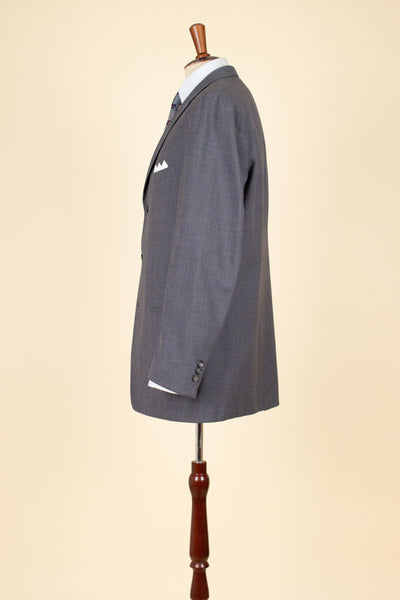 ITALIAN 1950S GREY TWO PIECE SINGLE BREASTED SUIT BY SIMON ACKERMAN. SIZE CA EU 50