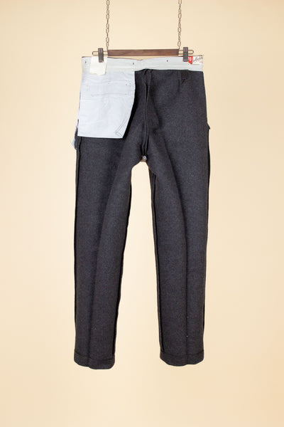 SWEDISH 1950S DARK GREY TWO-PIECE WADMAL DEADSTOCK WORKWEAR SET. SIZE CA EU 48