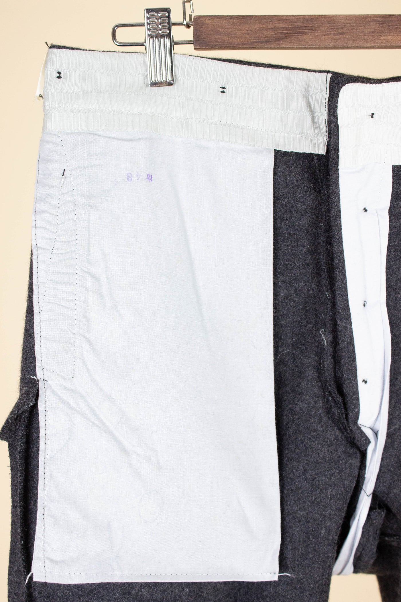 SWEDISH 1950S DARK GREY TWO-PIECE WADMAL DEADSTOCK WORKWEAR SET. SIZE CA EU 48