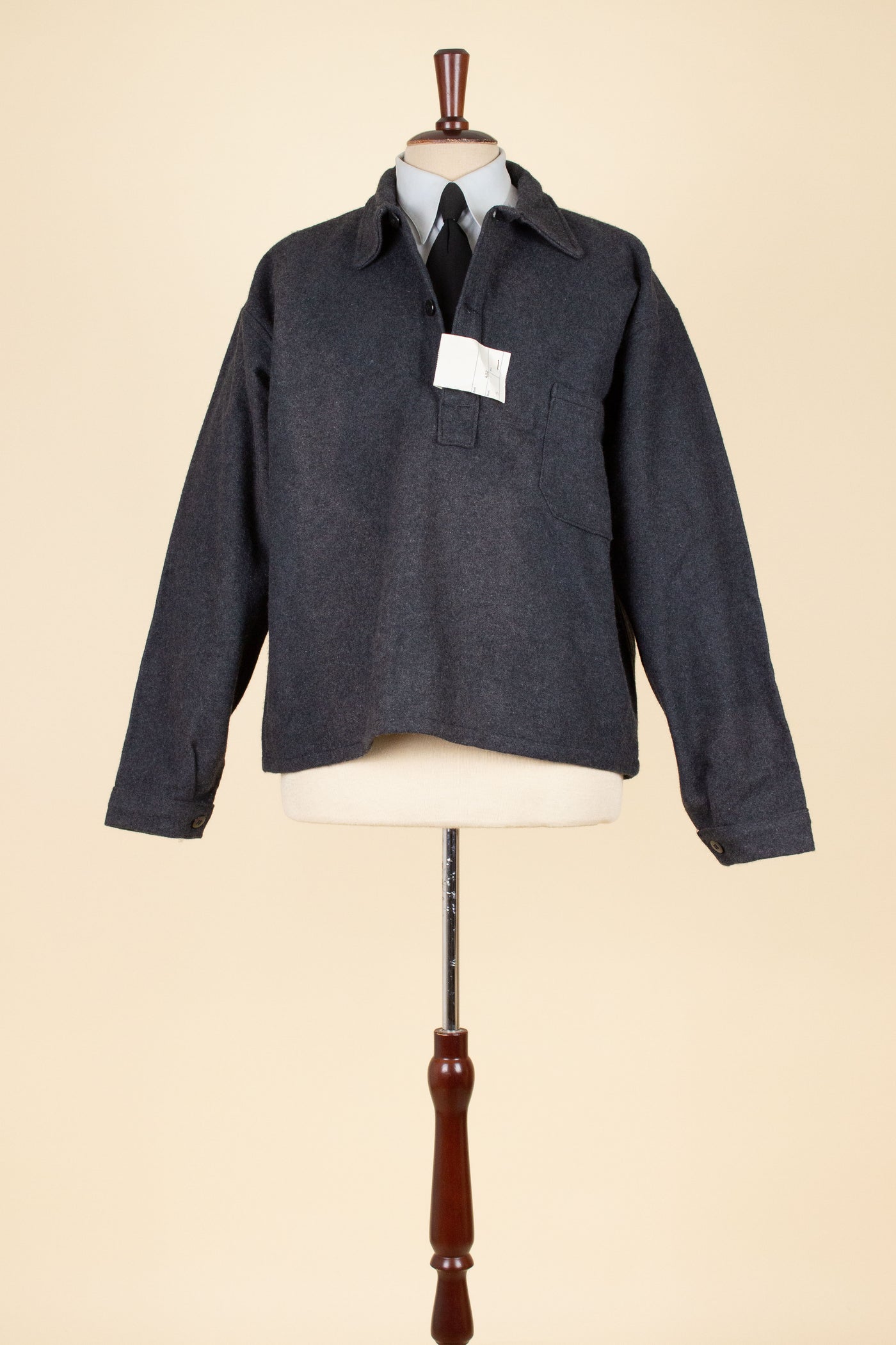 SWEDISH 1950S DARK GREY TWO-PIECE WADMAL DEADSTOCK WORKWEAR SET. SIZE CA EU 48