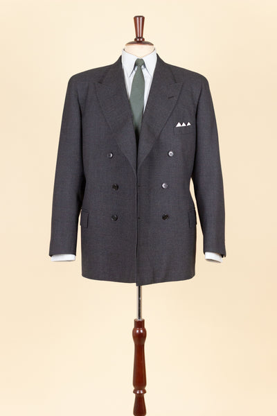 SWEDISH 1949 GREY TWO PIECE DOUBLE BREASTED BESPOKE SUIT BY HENRY TÖRNSTEN & CO. SIZE CA EU 50