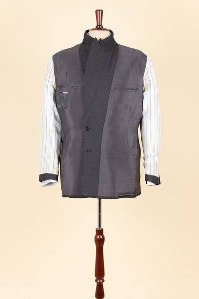 SWEDISH 1949 GREY TWO PIECE DOUBLE BREASTED BESPOKE SUIT BY HENRY TÖRNSTEN & CO. SIZE CA EU 50