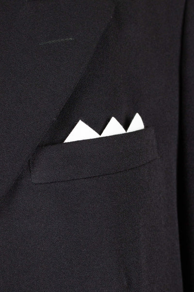 SWEDISH 1930S/1940S BLACK TWO PIECE DOUBLE BREASTED BESPOKE SUIT. SIZE CA EU 52-54