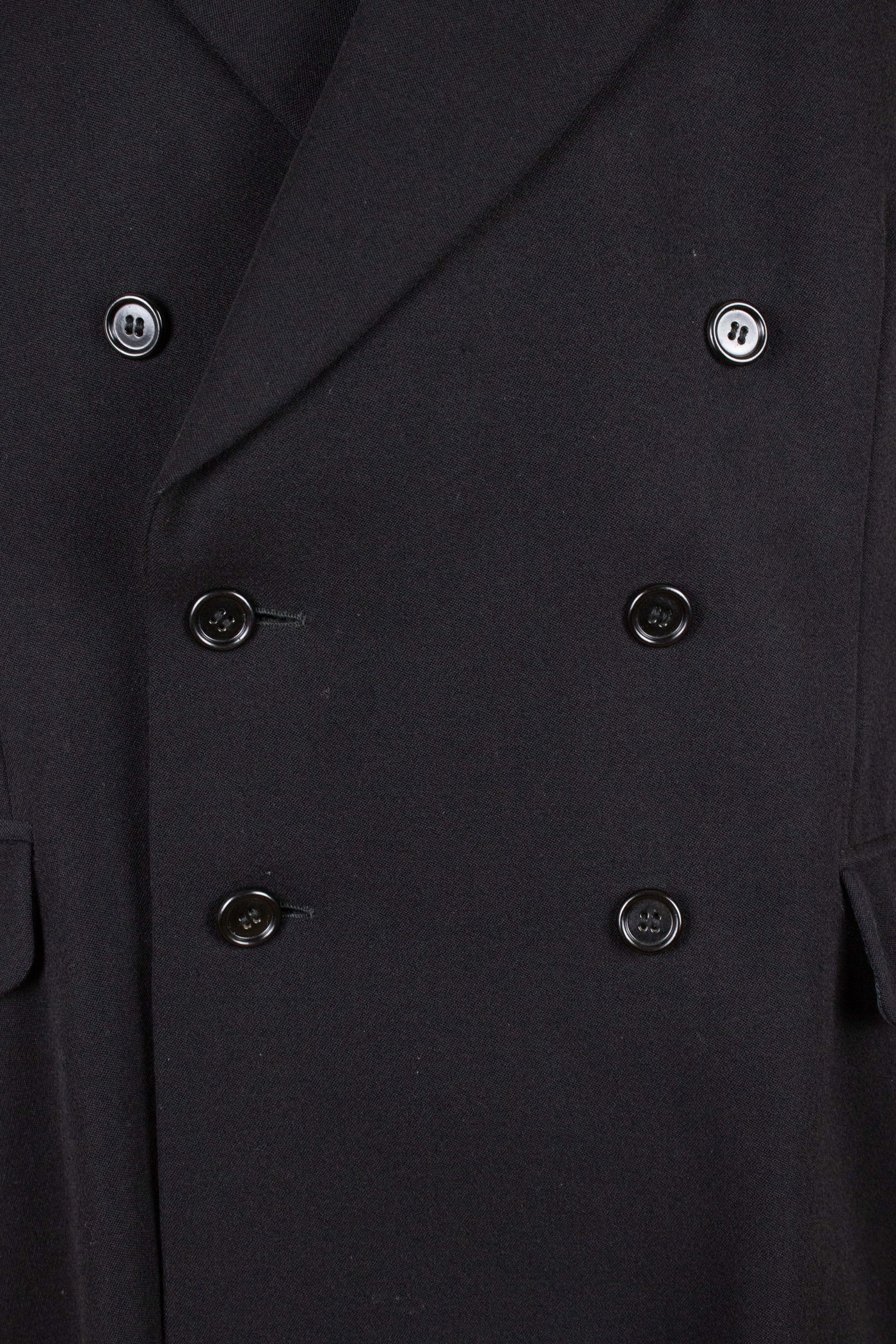 SWEDISH 1930S/1940S BLACK TWO PIECE DOUBLE BREASTED BESPOKE SUIT. SIZE CA EU 52-54