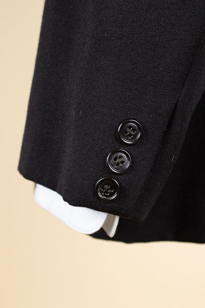 SWEDISH 1930S/1940S BLACK TWO PIECE DOUBLE BREASTED BESPOKE SUIT. SIZE CA EU 52-54