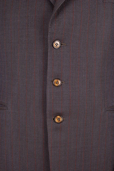 SWEDISH 1955 BROWN STRIPED TWO PIECE BESPOKE SUIT BY M. OLSSON. SIZE CA EU 46-48