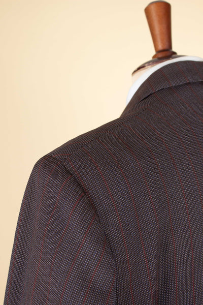 SWEDISH 1955 BROWN STRIPED TWO PIECE BESPOKE SUIT BY M. OLSSON. SIZE CA EU 46-48