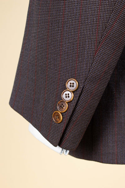 SWEDISH 1955 BROWN STRIPED TWO PIECE BESPOKE SUIT BY M. OLSSON. SIZE CA EU 46-48