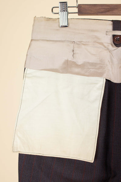 SWEDISH 1955 BROWN STRIPED TWO PIECE BESPOKE SUIT BY M. OLSSON. SIZE CA EU 46-48