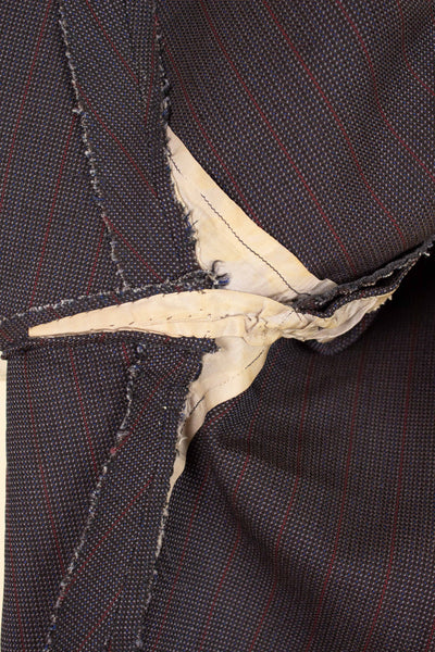 SWEDISH 1955 BROWN STRIPED TWO PIECE BESPOKE SUIT BY M. OLSSON. SIZE CA EU 46-48