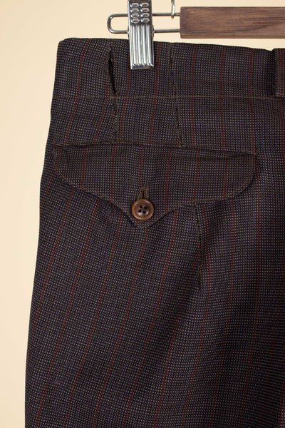 SWEDISH 1955 BROWN STRIPED TWO PIECE BESPOKE SUIT BY M. OLSSON. SIZE CA EU 46-48