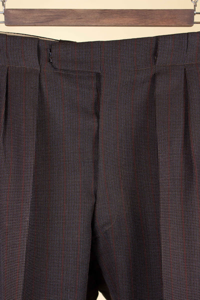 SWEDISH 1955 BROWN STRIPED TWO PIECE BESPOKE SUIT BY M. OLSSON. SIZE CA EU 46-48