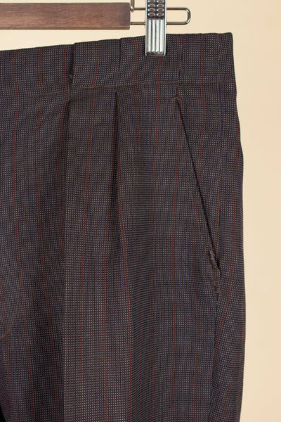 SWEDISH 1955 BROWN STRIPED TWO PIECE BESPOKE SUIT BY M. OLSSON. SIZE CA EU 46-48