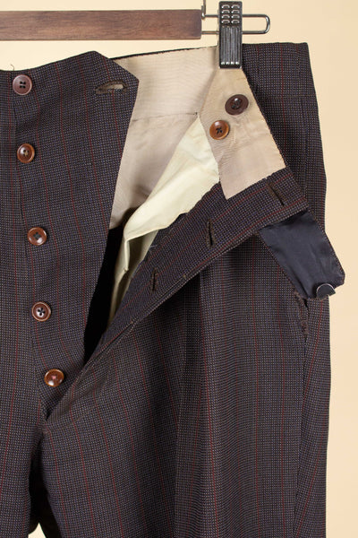 SWEDISH 1955 BROWN STRIPED TWO PIECE BESPOKE SUIT BY M. OLSSON. SIZE CA EU 46-48