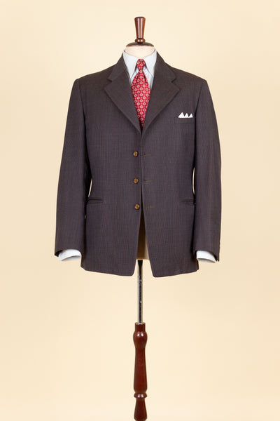 SWEDISH 1955 BROWN STRIPED TWO PIECE BESPOKE SUIT BY M. OLSSON. SIZE CA EU 46-48