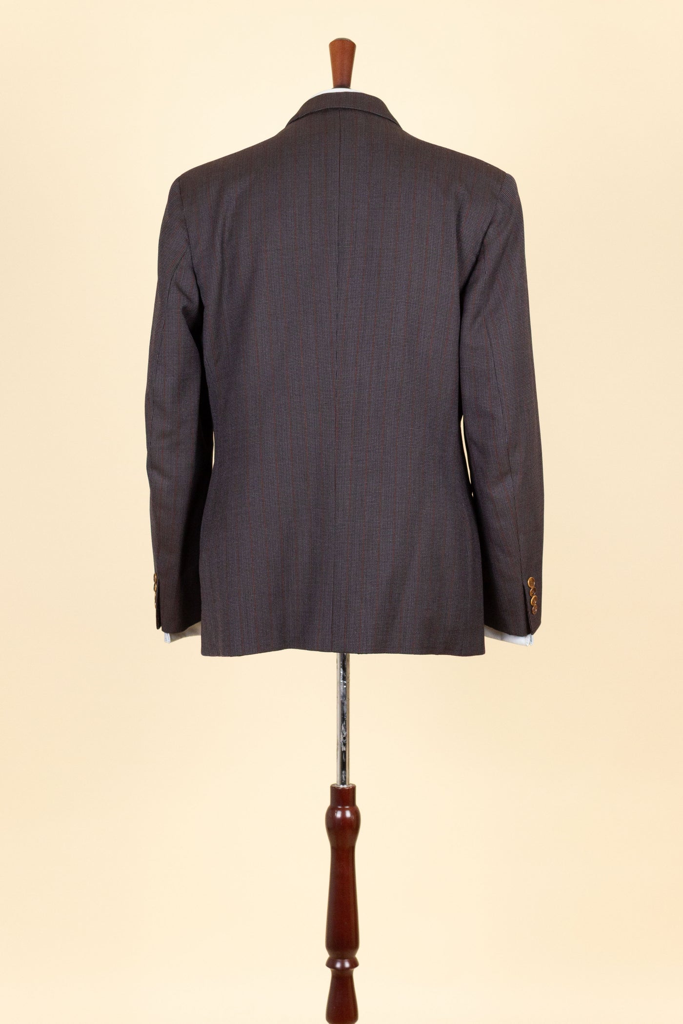 SWEDISH 1955 BROWN STRIPED TWO PIECE BESPOKE SUIT BY M. OLSSON. SIZE CA EU 46-48