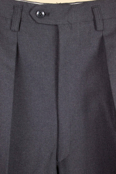 SWEDISH GREY 1950S SINGLE PLEATED TROUSERS WITH BUTTONS FOR BRACES. SIZE CA EU 44