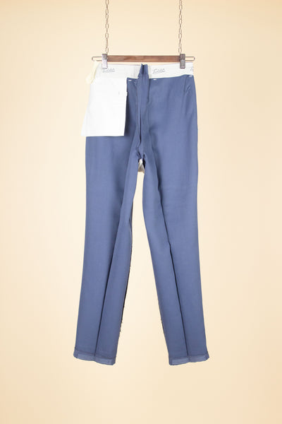 SWEDISH 1950S BLUE SINGLE PLEATED DEADSTOCK TROUSERS BY TEDDER. SIZE CA EU 40