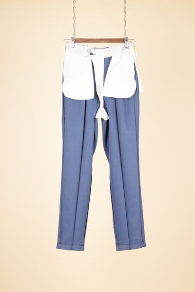 SWEDISH 1950S BLUE SINGLE PLEATED DEADSTOCK TROUSERS BY TEDDER. SIZE CA EU 40