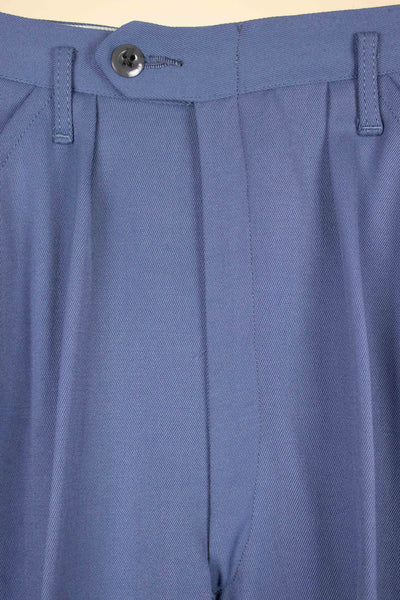 SWEDISH 1950S BLUE SINGLE PLEATED DEADSTOCK TROUSERS BY TEDDER. SIZE CA EU 40