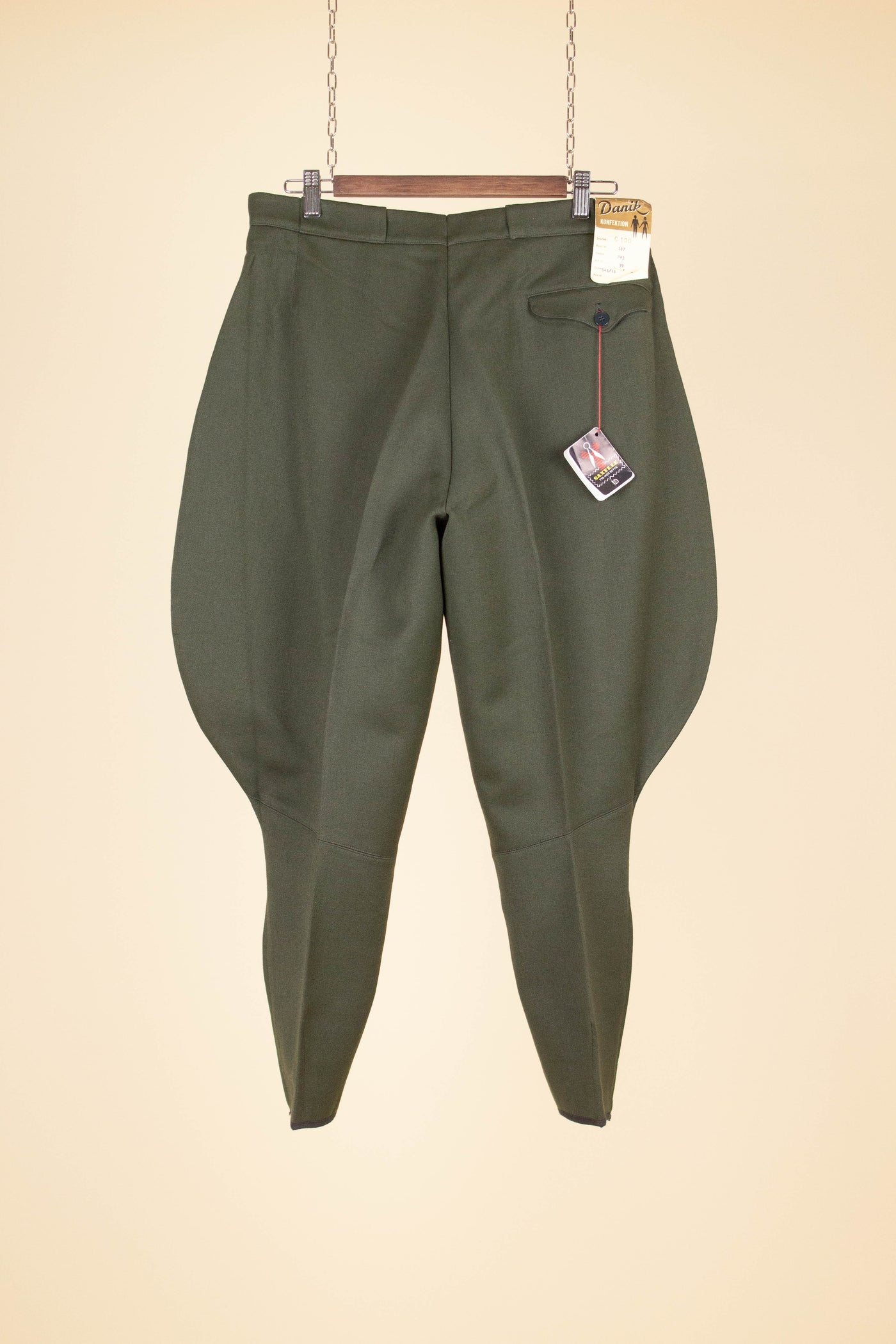 SWEDISH 1950S/1960S DEADSTOCK GREEN BREECHES BY DANIK. SIZE CA EU 48