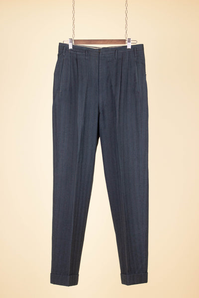 AMERICAN 1940S/1950S BLUE-GREY DOUBLE PLEATED TROUSERS. SIZE CA EU 46